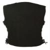 Ladies Motorcycle Black Denim Vest W/ 7 Pocket,Gun Pockets & Single Back Panel(4XL) view 2