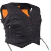 Ladies Motorcycle Black Denim Vest W/ 7 Pocket,Gun Pockets & Single Back Panel(4XL) view 3