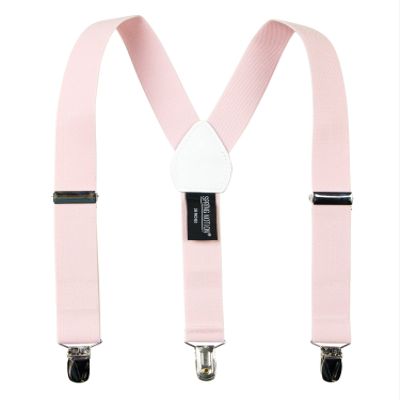Spring Notion Boys' Elastic Suspenders with Leather Crosspatch Blush Pink Medium
