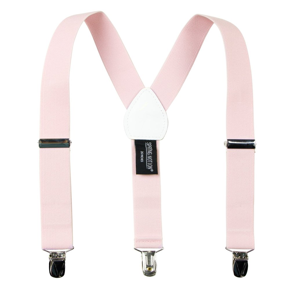 Spring Notion Boys' Elastic Suspenders with Leather Crosspatch Blush Pink Medium