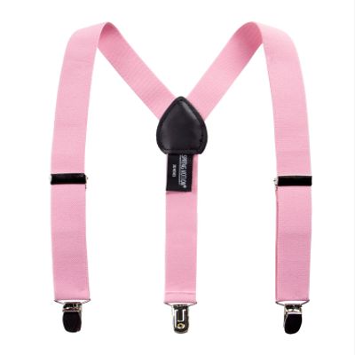 Spring Notion Boys' Elastic Suspenders with Leather Crosspatch Dusty Rose Medium