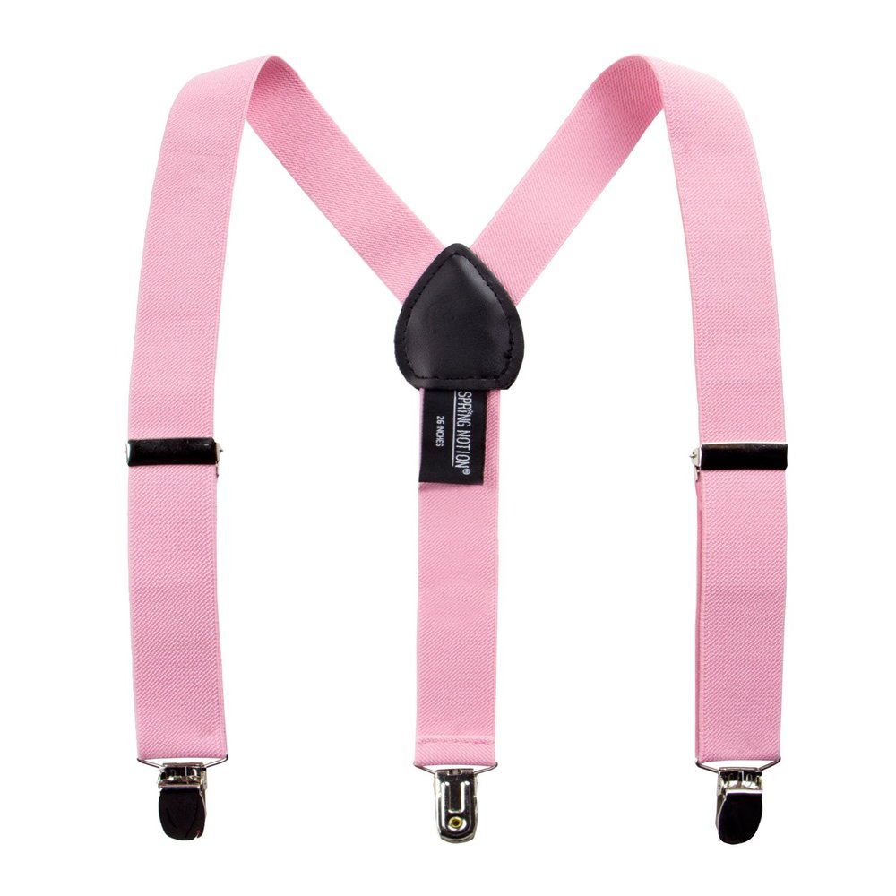 Spring Notion Boys' Elastic Suspenders with Leather Crosspatch Dusty Rose Medium