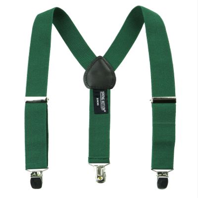 Spring Notion Boys' Elastic Suspenders with Leather Crosspatch Emerald Large