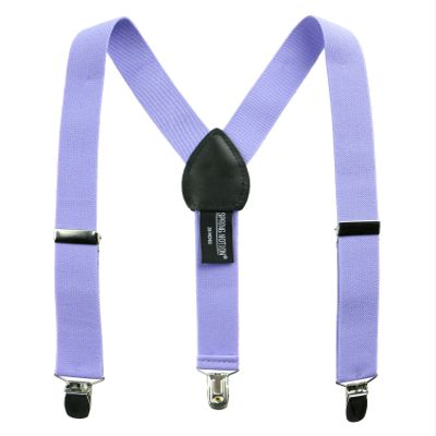 Spring Notion Boys' Elastic Suspenders with Leather Crosspatch Dusty Lavender Medium