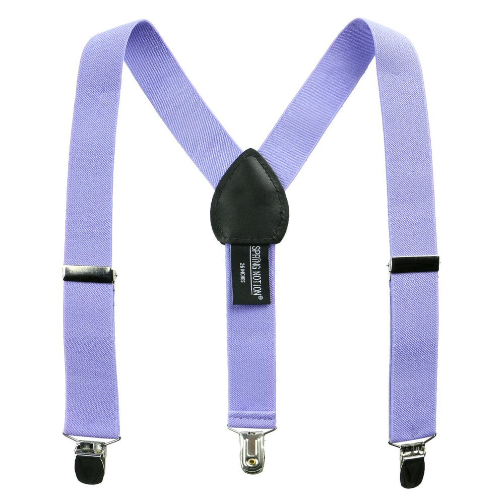 Spring Notion Boys' Elastic Suspenders with Leather Crosspatch Dusty Lavender Small