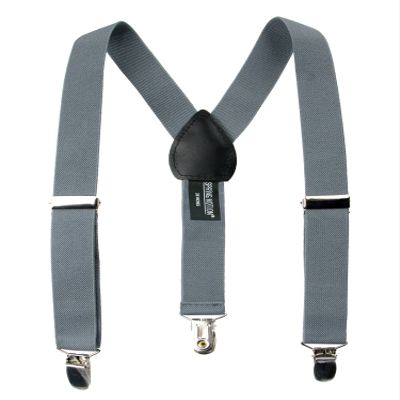 Spring Notion Boys' Elastic Suspenders with Leather Crosspatch Medium Grey Medium