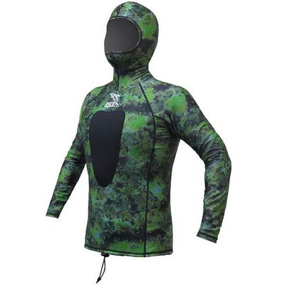 IST VSH-100 Camouflage Spearfishing Rash Guard with Hood, Loading Pad (Green Camo, Small)