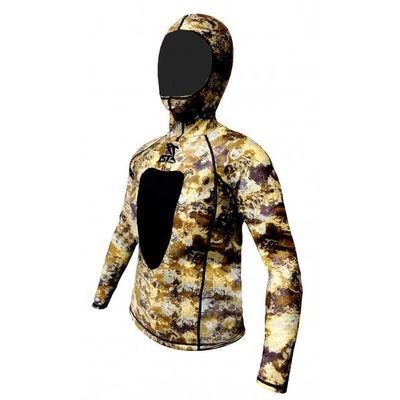 IST VSH-100 Camouflage Spearfishing Rash Guard with Hood, Loading Pad (Brown Camo, Small)