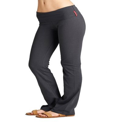 Active Regular Leg Stretch Cotton Fold Over Workout Yoga Pants AB8150 (3XL, Charcoal)