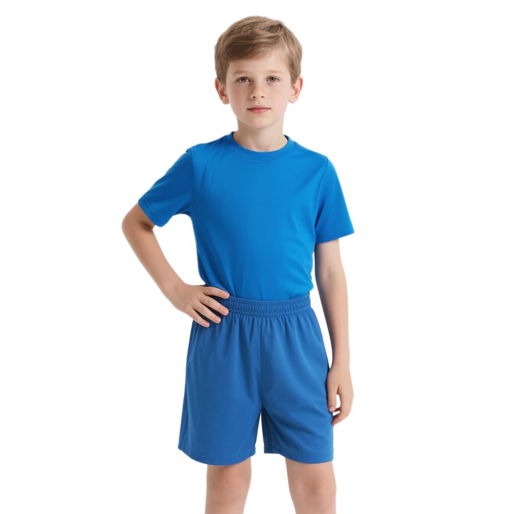 TopTie Big Boys Youth Soccer Short, 8 Inches Running Shorts with Pockets-Blue-S/ 8