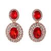 Grace Jun Big Rhinestone Crystal Clip on Earrings Without Piercing for Women Cuff Earrings (Red ear clip) view 1