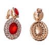 Grace Jun Big Rhinestone Crystal Clip on Earrings Without Piercing for Women Cuff Earrings (Red ear clip) view 4