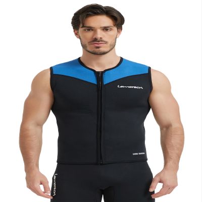 Lemorecn Wetsuits Top Premium Neoprene 3mm Zipper Diving Vest (2095blueM)
