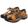 rismart Men's Closed Toe Hiking Sandals Adjustable Hook & Loop Straps Suede Leather Outdoor Trekking Shoes for Summer Walking (Tan, 7) view 3