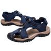 rismart Men's Closed Toe Hiking Sandals Adjustable Hook & Loop Straps Suede Leather Outdoor Trekking Shoes for Summer Walking (Navy Blue, 7.5) view 3