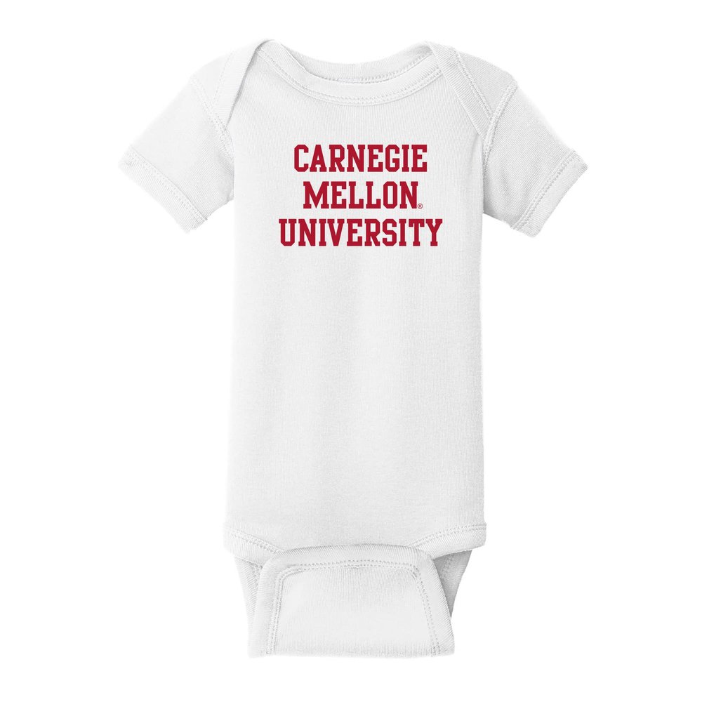 UGP Campus Apparel YC01 - Carnegie Mellon Tartans Basic Block Creeper - 6 Months - White