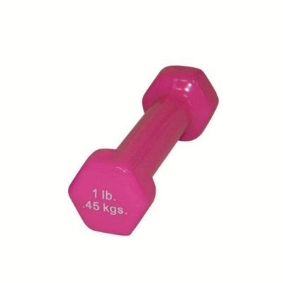 Fabrication Enterprises 10-0550 Cando Solid Iron Dumbbell, Color-Coded Vinyl Coated, 1 lb, Pink