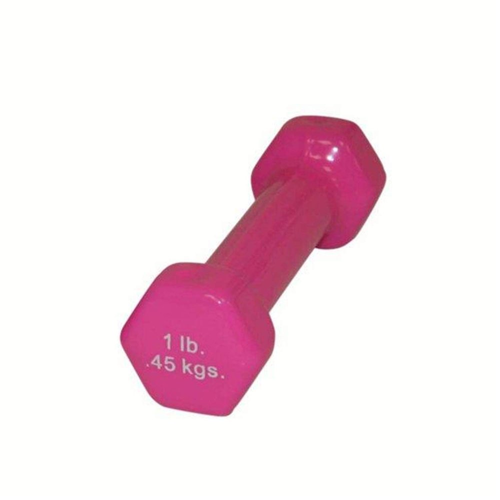 Fabrication Enterprises 10-0550 Cando Solid Iron Dumbbell, Color-Coded Vinyl Coated, 1 lb, Pink