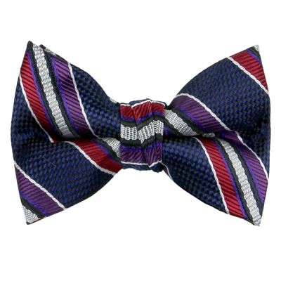 Spring Notion Boys' Pre-tied Woven Bow Tie Small Navy Wine Stripes
