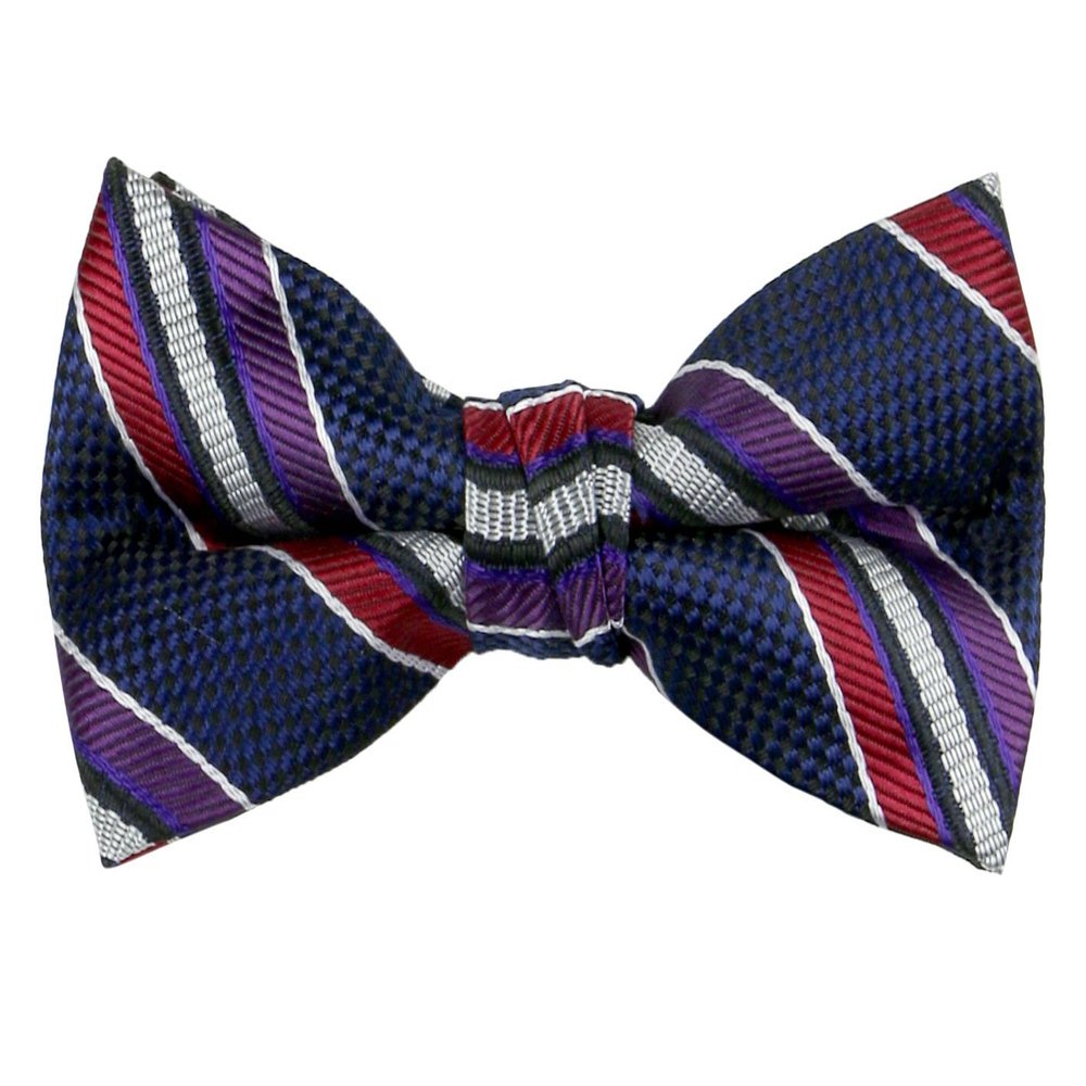 Spring Notion Boys' Pre-tied Woven Bow Tie Small Navy Wine Stripes