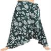 RaanPahMuang Mixed Art Baggy Side Tie Mao Hmong Hill Tribe Harem Pants, Medium, Geometric - Dark Green