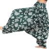 RaanPahMuang Mixed Art Baggy Side Tie Mao Hmong Hill Tribe Harem Pants, Medium, Geometric - Dark Green view 2