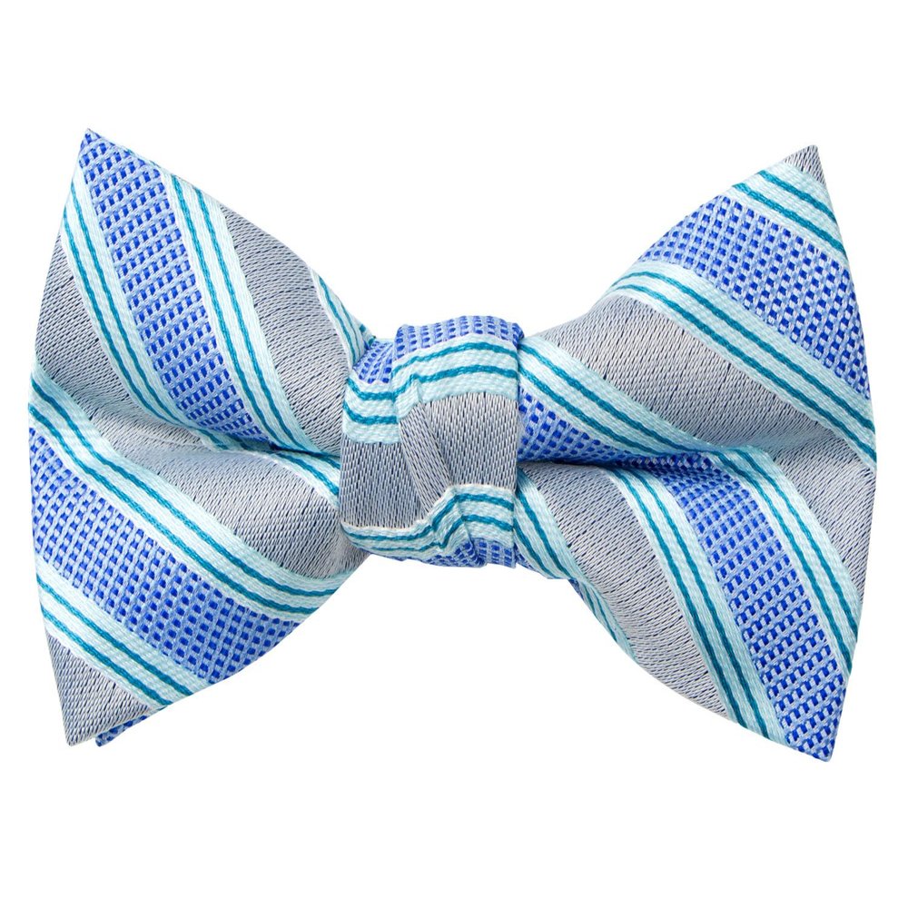 Spring Notion Boys' Pre-tied Woven Bow Tie Large Light Blue Stripes