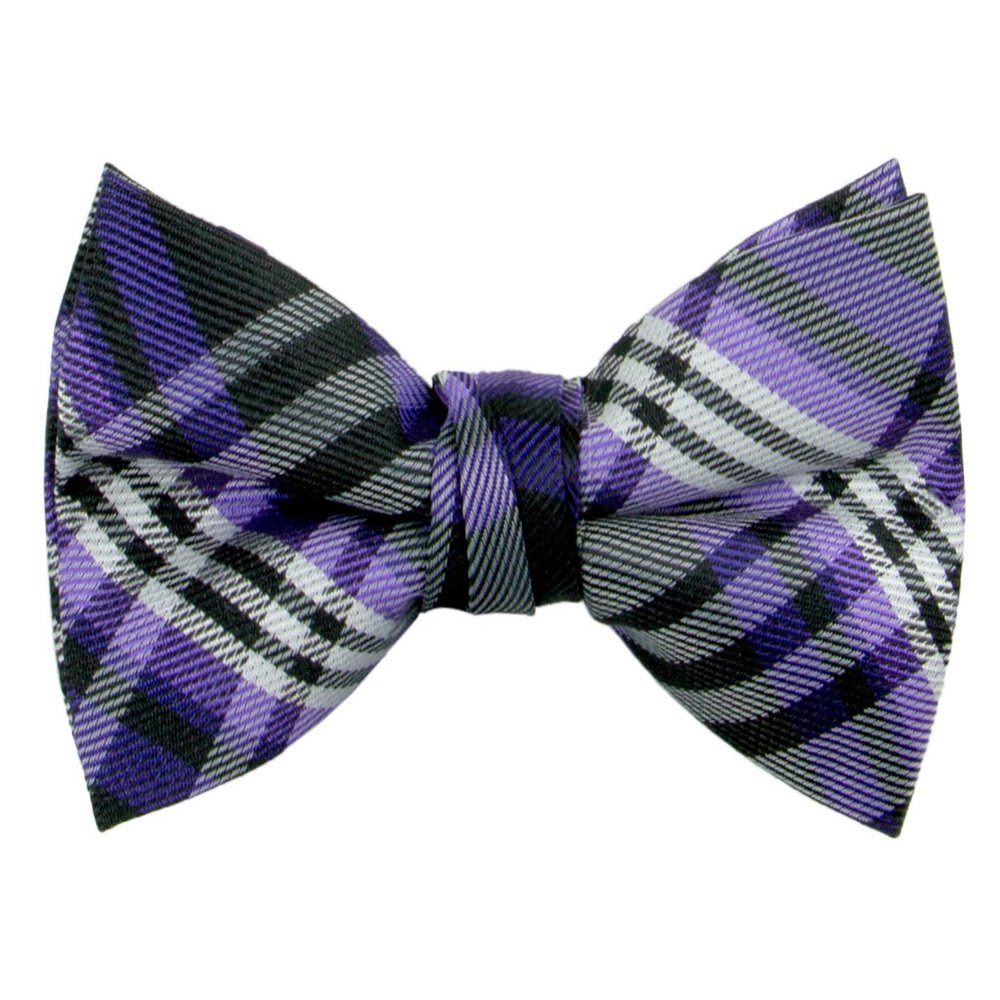 Spring Notion Boys' Pre-tied Woven Bow Tie X-Large Plaid Purple