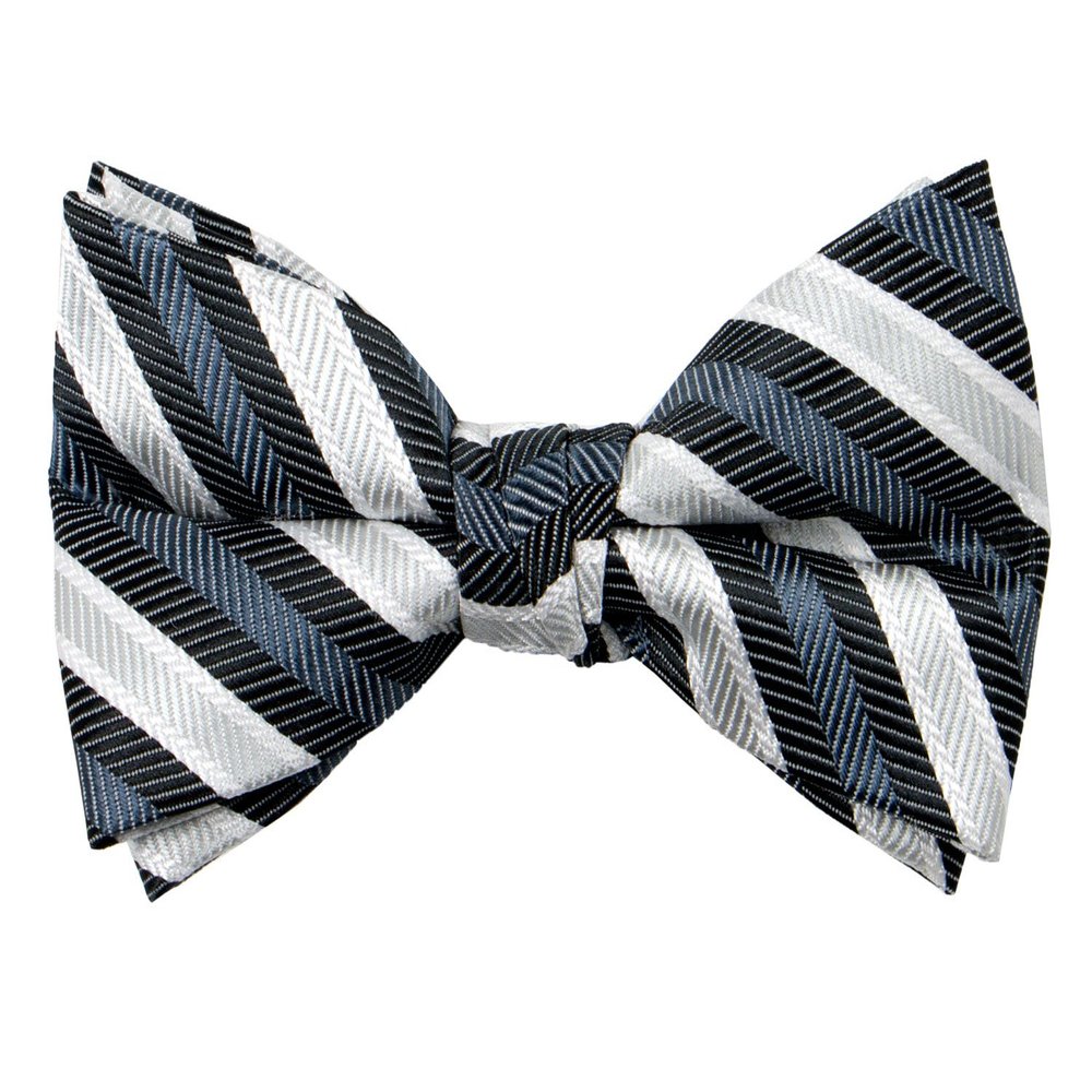 Spring Notion Boys' Pre-tied Woven Bow Tie Medium Grey Stripes
