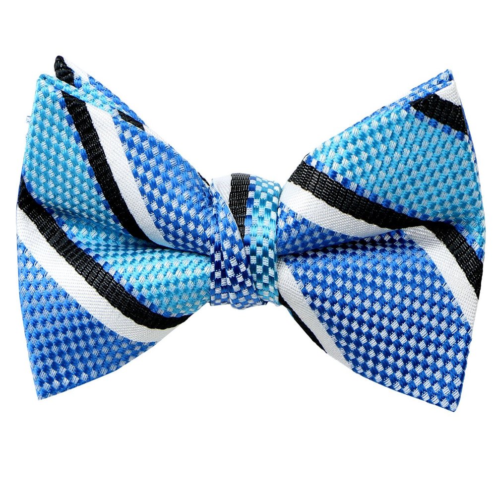 Spring Notion Boys' Pre-tied Woven Bow Tie Medium Turquoise Stripes