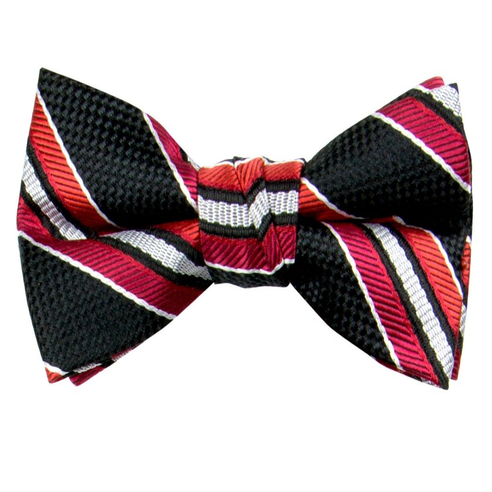 Spring Notion Boys' Pre-tied Woven Bow Tie Small Black Red Stripes