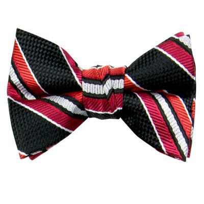 Spring Notion Boys' Pre-tied Woven Bow Tie Medium Black Red Stripes