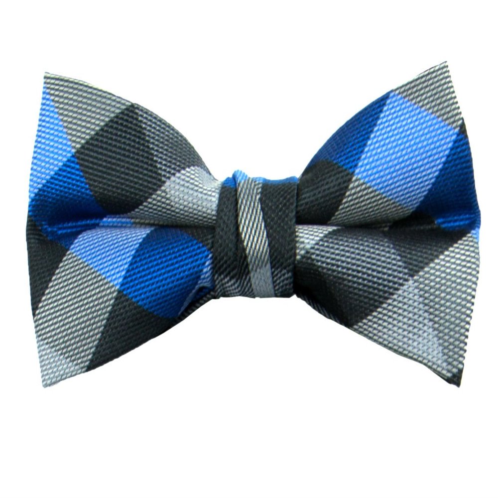Spring Notion Boys' Pre-tied Woven Bow Tie Medium Checkered Blue