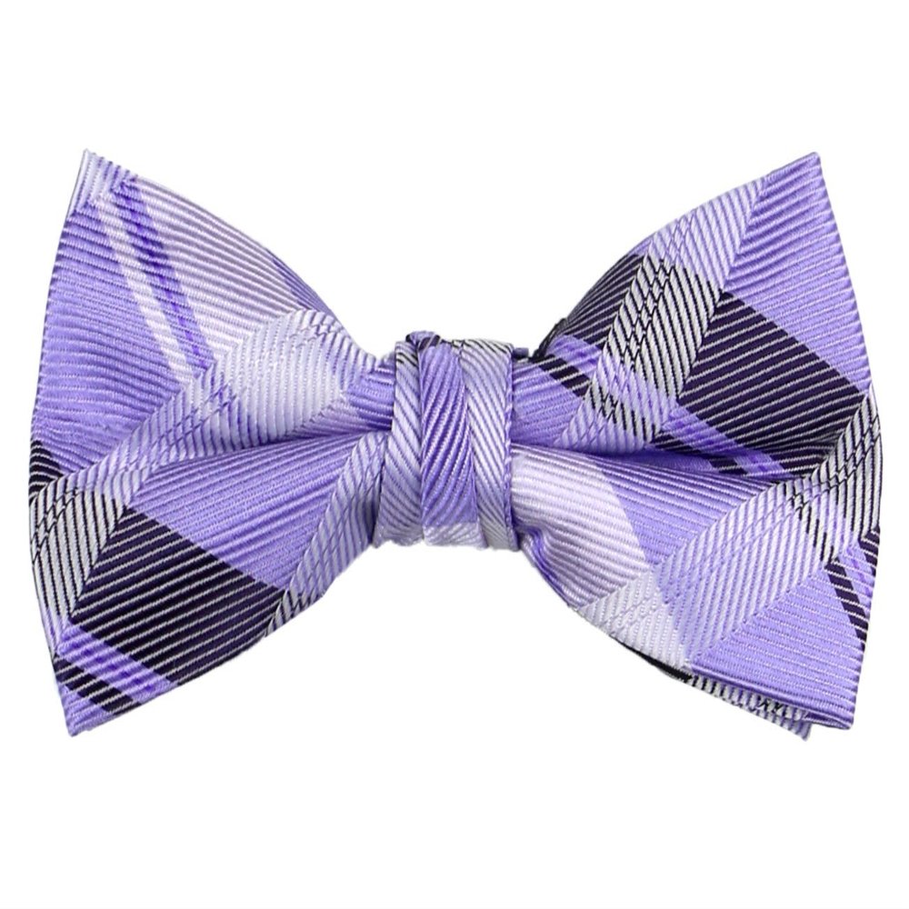 Spring Notion Boys' Pre-tied Woven Bow Tie Small Lilac Plaid