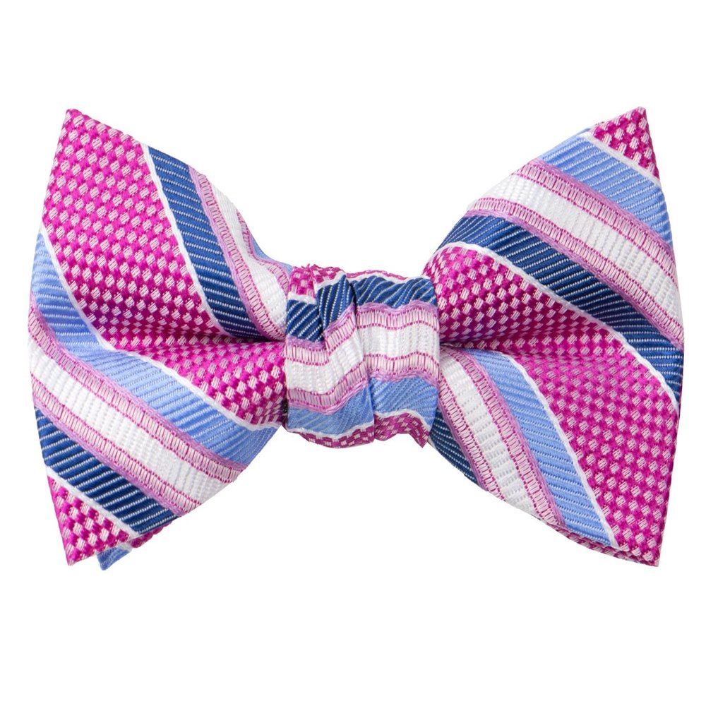Spring Notion Boys' Pre-tied Woven Bow Tie Medium Blue Pink Stripes