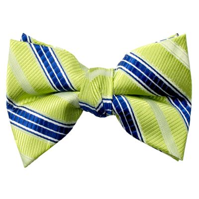 Spring Notion Boys' Pre-tied Woven Bow Tie X-Large Lime Blue Stripes