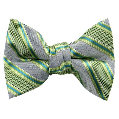 Spring Notion Boys' Pre-tied Woven Bow Tie Large Pastel Green Stripes