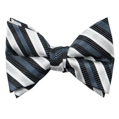 Spring Notion Boys' Pre-tied Woven Bow Tie Large Grey Stripes