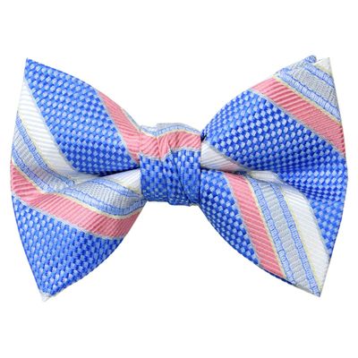 Spring Notion Boys' Pre-tied Woven Bow Tie Small Blue Coral Stripes