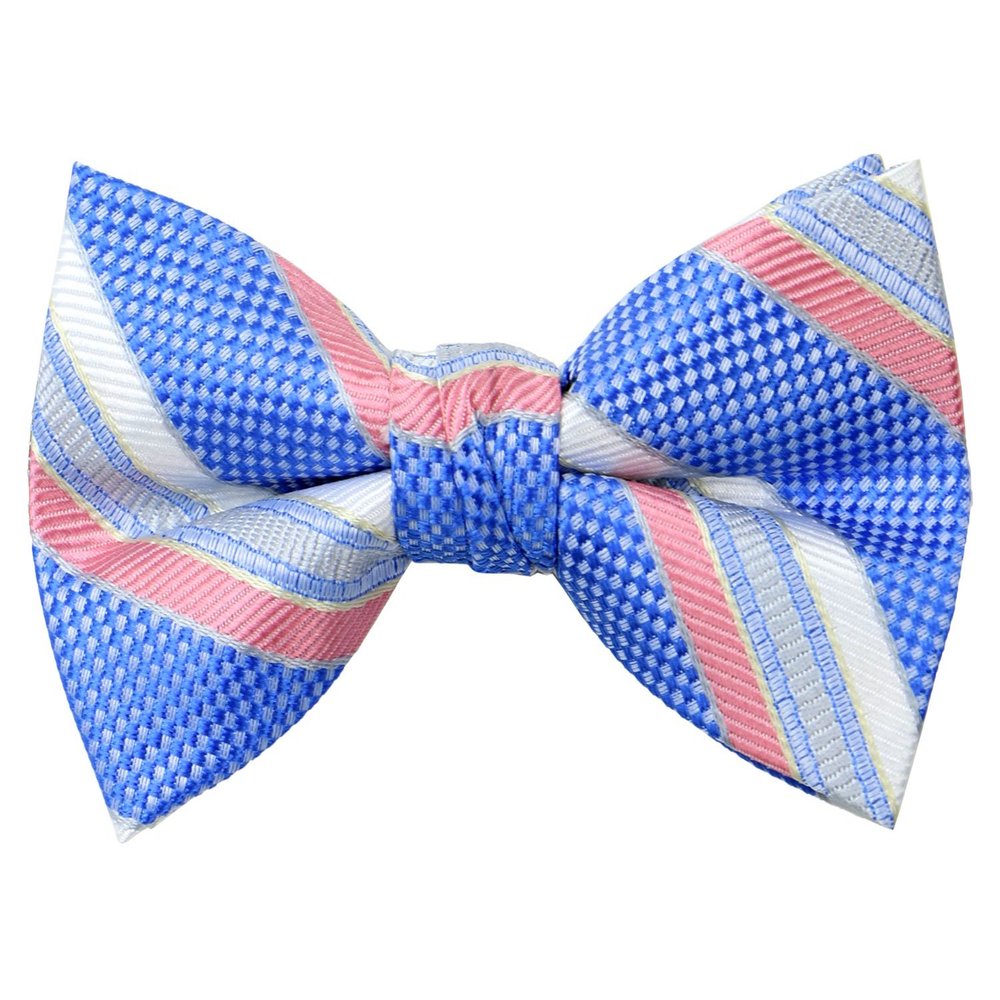 Spring Notion Boys' Pre-tied Woven Bow Tie Small Blue Coral Stripes