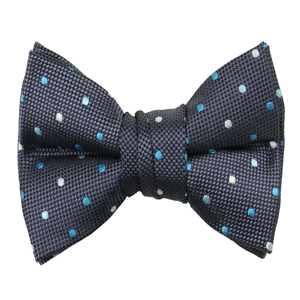 Spring Notion Boys' Pre-tied Woven Bow Tie Large Turquoise Dotted