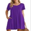 BELAROI Womens Summer Casual T Shirt Dresses Short Sleeve Swing Tunic Dress(2X, Deep Purple)