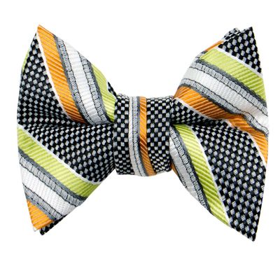 Spring Notion Boys' Pre-tied Woven Bow Tie Medium Lime Orange Stripes