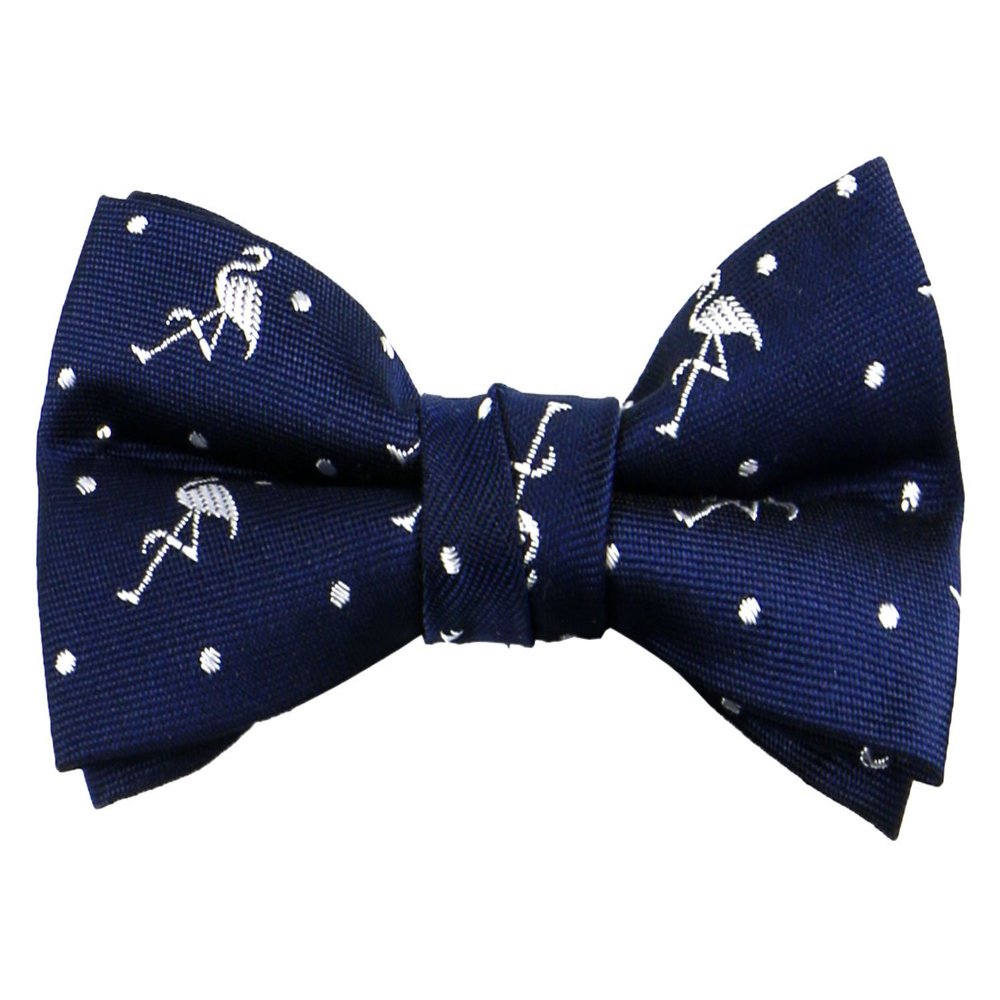 Spring Notion Boys' Pre-tied Woven Bow Tie X-Large Navy Silver Flamingo
