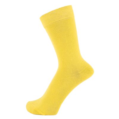 ZAKIRA Finest Combed Cotton Dress Socks in Plain Vivid Colours for Men, Women, 6-9 (US), Yellow
