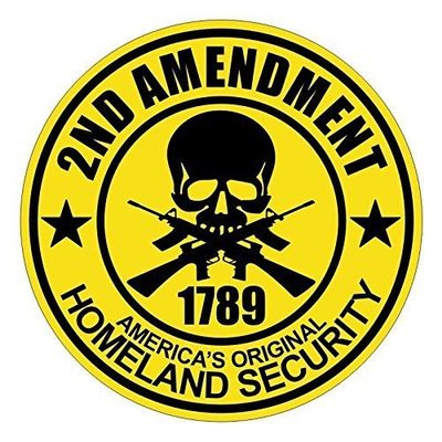2ND Amendment Circle Hard Hat Helmet Sticker Vinyl Decal by stickerdad (6 Pack) Full Color Printed - (Size: 3.5" Color: Yellow/Black) - for Windows, Walls, Bumpers, Laptop, Lockers, etc.