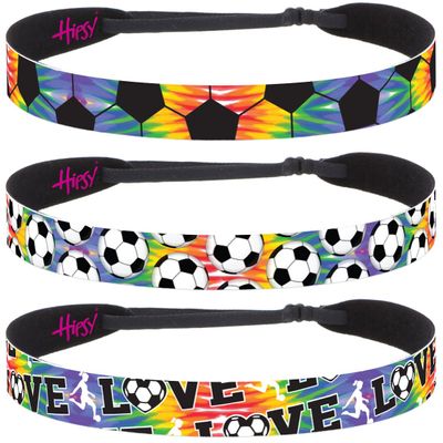Hipsy Women's Adjustable NO SLIP I Love Soccer Headbands (Tie Dye Mixed Soccer 3pk)