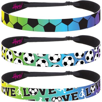 Hipsy Women's Adjustable NO SLIP I Love Soccer Headbands (Rainbow Mixed Soccer 3pk)