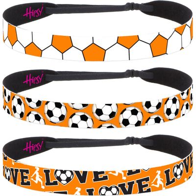 Hipsy Women's Adjustable NO SLIP I Love Soccer Headbands (Orange Mixed Soccer 3pk)