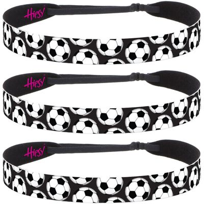 Hipsy Women's Adjustable NO SLIP I Love Soccer Headbands (Black Soccer Balls 3pk)
